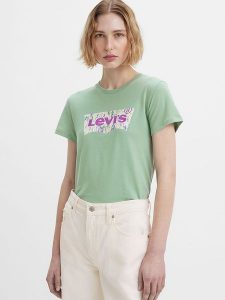 Levi´s Koszulka w kolorze zielonym rozmiar: XS. Zielone bluzki s, bez wzorów, z bawełny, bez kołnierzyka, bez ramiączek. Za 41,79 zł.