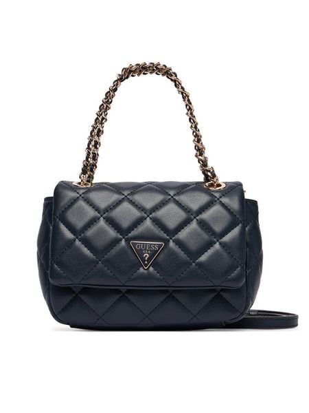 Guess Torebka Juliet Mini HWQG24 56740 Granatowy. Niebieskie torebki klasyczne Guess, z aplikacjami, ze skóry, bez dodatków. Za 445,99 zł.