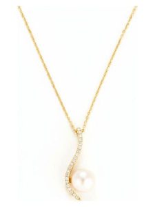CARATELLI Złota zawieszka "Vague sublime" z diamentami i perłą rozmiar: onesize. Białe zawieszki CARATELLI, z diamentem, złote. Za 782,99 zł.