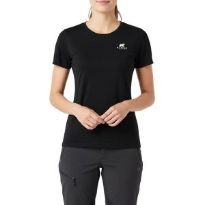 Damska koszulka trekkingowa z merynosów. Czarne bluzki FJORK MERINO, l, bez wzorów, z wełny, sportowe, bez kołnierzyka, bez ramiączek. Za 399,00 zł.