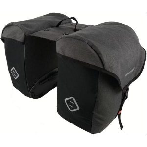 Torba rowerowa na bagażnik „Zap AVS”, czarna/szara. Czarne shopper bag ATRAN VELO, bez wzorów, z poliesteru, bez dodatków. Za 423,65 zł.