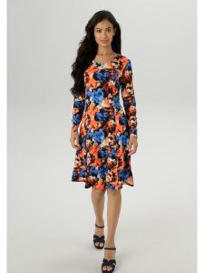 Aniston Sukienka w kolorze pomarańczowo-niebieskim rozmiar: 44. Niebieskie sukienki Aniston, bez wzorów, bez kołnierzyka, bez ramiączek, midi. Za 95,69 zł.