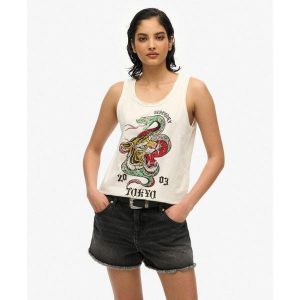 Koszulka bez rękawów z dekoltem Neo Trad Tattoo. Białe koszule nocne Superdry, bez wzorów, z bawełny, bez ramiączek. W wyprzedaży za 153,35 zł.