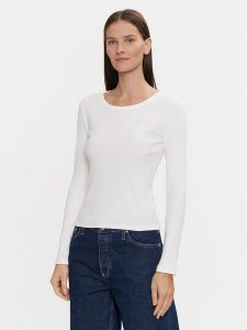 Gap Bluzka 542721-04 Biały Slim Fit. Białe bluzki GAP, xl, bez wzorów, z bawełny, bez kołnierzyka, bez ramiączek. Za 99,99 zł.