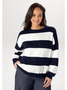 Aniston Sweter w kolorze granatowo-białym rozmiar: 54. Białe swetry oversize Aniston, bez wzorów, bez ramiączek. Za 130,99 zł.