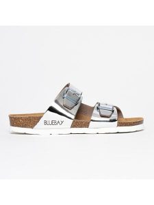 Blue Bay Klapki "Delta" w kolorze srebrnym rozmiar: 40. Szare klapki Blue Bay, bez wzorów, z otwartym noskiem, bez obcasa. Za 118,56 zł.