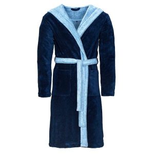Szlafrok Poppy. Niebieskie szlafroki Vossen, xs, bez wzorów, z bawełny, z kapturem. Za 381,00 zł.