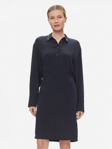 Tommy Hilfiger Sukienka koszulowa Smd Detail Fluid Knee Dress WW0WW41009 Granatowy Regular Fit. Niebieskie kombinezony TOMMY HILFIGER, bez wzorów, z wiskozy, bez kołnierzyka, bez ramiączek, koszulowe. Za 619,99 zł.