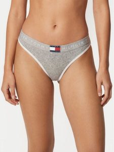 Tommy Hilfiger Stringi UW0UW06581 Szary jasny. Szare stringi TOMMY HILFIGER, bez wzorów, z bawełny. Za 99,99 zł.