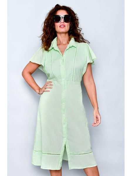 H.H.G. Sukienka w kolorze zielonym rozmiar: S. Zielone sukienki H.H.G., na co dzień, s, bez wzorów, z bawełny, bez kołnierzyka, bez ramiączek, midi, proste. Za 92,45 zł.