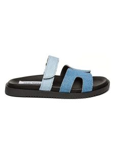 Steve Madden Klapki w kolorze błękitnym rozmiar: 39. Niebieskie klapki Steve Madden, bez wzorów, z otwartym noskiem, bez obcasa. Za 192,79 zł.