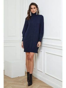 Joséfine Sukienka dzianinowa "Warren" w kolorze granatowym rozmiar: M. Niebieskie sukienki Joséfine, m, bez wzorów, z dzianiny, bez kołnierzyka, bez ramiączek, mini. Za 208,99 zł.
