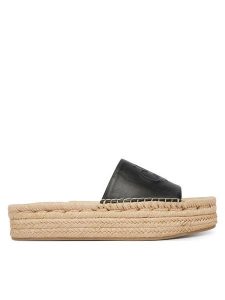Calvin Klein Espadryle Flatf Espa Mule Lth Mg HW0HW03027 Czarny. Czarne espadryle Calvin Klein, bez wzorów, ze skóry, bez obcasa. Za 449,99 zł.