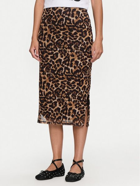 JDY Spódnica midi Lea 15345811 Brązowy Slim Fit. Brązowe spódnice JDY, s, bez wzorów, z syntetyku, midi. Za 79,99 zł.