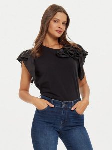 Liu Jo Bluzka WF4183 J5003 Czarny Regular Fit. Czarne bluzki Liu Jo, xs, bez wzorów, z bawełny, bez kołnierzyka, bez ramiączek. Za 399,99 zł.