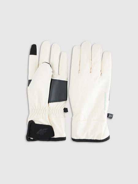 4F Rękawiczki zimowe Touch Screen uniseks - beżowe XL. Brązowe rękawiczki 4f, na zimę, bez wzorów, z materiału. W wyprzedaży za 69,99 zł.
