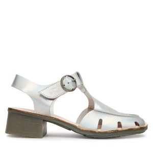 Sandały Fly London. Szare sandały Fly London, bez wzorów, bez obcasa, na słupku, bez zapięcia. Za 505,99 zł.