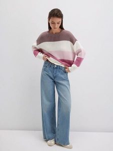 MAVI Sweter w kolorze fiołkowo-biało-jasnoróżowym rozmiar: S. Czerwone swetry oversize Mavi, s, bez wzorów, z bawełny, bez ramiączek. Za 144,95 zł.