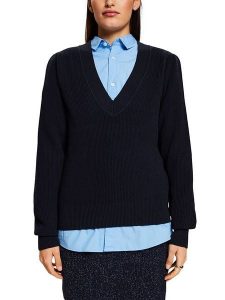 ESPRIT Sweter w kolorze granatowym rozmiar: XXS. Niebieskie swetry oversize ESPRIT, xxs, bez wzorów, ze splotem, bez ramiączek. Za 48,28 zł.