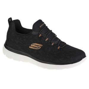 Buty do chodzenia damskie Skechers Summits Leopard Spor. Czarne buty sportowe Skechers, bez wzorów, z materiału, bez zapięcia, trekkingowe. Za 249,99 zł.