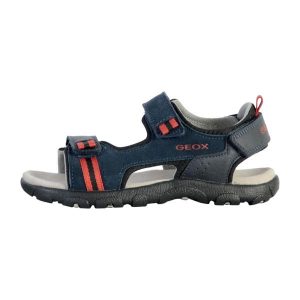 Sandały GEOX JR SANDAL STRADA A Niebieski. Niebieskie sandały Geox, bez wzorów, ze skóry, bez obcasa, bez zapięcia. Za 152,99 zł.