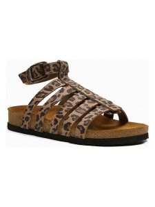 Comfortfusse Skórzane sandały "Ares" w kolorze jasnobrązowo-czarnym rozmiar: 41. Brązowe sandały Comfortfüße, bez wzorów, z materiału, z otwartym noskiem, bez obcasa, bez zapięcia. Za 252,99 zł.