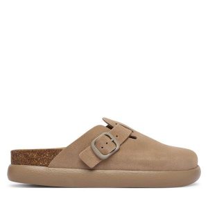 Klapki Scholl. Brązowe klapki Scholl, bez wzorów, bez obcasa. Za 463,99 zł.