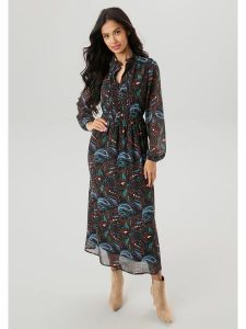 Aniston Sukienka w kolorze czarno-turkusowym rozmiar: 38. Czarne sukienki Aniston, bez wzorów, bez kołnierzyka, bez ramiączek, maxi. Za 95,92 zł.