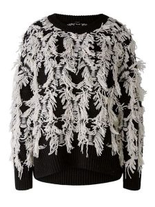 Oui Sweter w kolorze czarno-kremowym rozmiar: 34. Brązowe swetry oversize Oui, bez wzorów, z wełny, bez ramiączek. Za 173,99 zł.