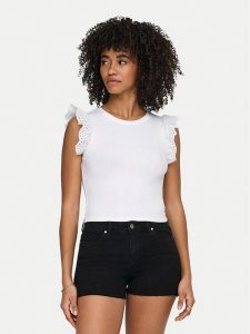 ONLY Top Mathilda 15308890 Biały Regular Fit. Białe topy ONLY, m, bez wzorów, z bawełny, bez kołnierzyka, bez ramiączek. Za 99,99 zł.