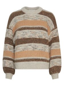 MOSS COPENHAGEN Sweter "Constance" w kolorze szarobrązowo-beżowym rozmiar: M/L. Brązowe swetry oversize Moss Copenhagen, l, bez wzorów, bez ramiączek. Za 217,99 zł.