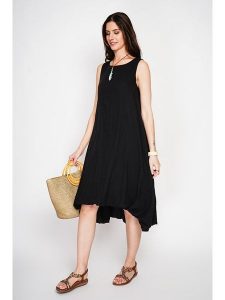 Le Jardin du Lin Lniana sukienka w kolorze czarnym rozmiar: 34. Czarne sukienki Le jardin du lin, bez wzorów, ze lnu, z asymetrycznym kołnierzem, bez ramiączek, midi, asymetryczne. Za 130,99 zł.