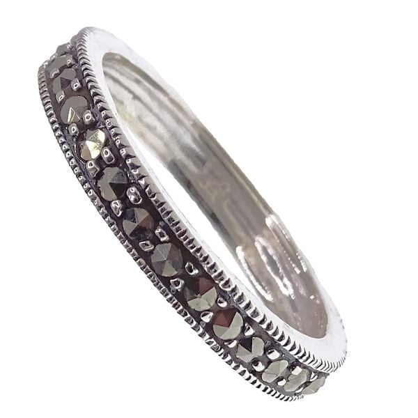 EDNA Srebrny pierścionek z markazytami, obrączka. Szare pierścionki Braccatta, z markazytem, srebrne. Za 99,00 zł.