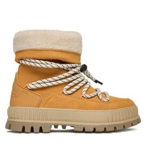 Śniegowce Palladium. Brązowe buty zimowe Palladium, bez obcasa, bez zapięcia. Za 539,99 zł.