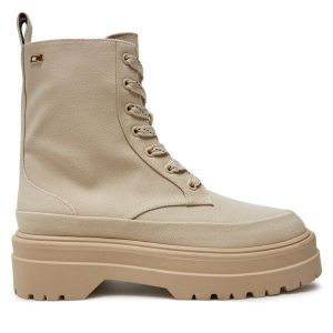 Botki Tommy Hilfiger. Brązowe botki TOMMY HILFIGER, bez wzorów, bez obcasa, na płaskiej podeszwie, bez zapięcia. Za 529,99 zł.