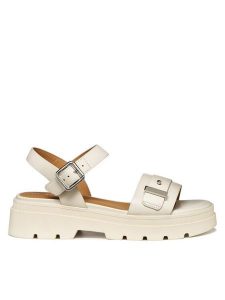 Geox Sandały D670NB-00043 Kremowy. Białe sandały Geox, bez wzorów, ze skóry, bez obcasa, na płaskiej podeszwie, bez zapięcia. Za 509,99 zł.