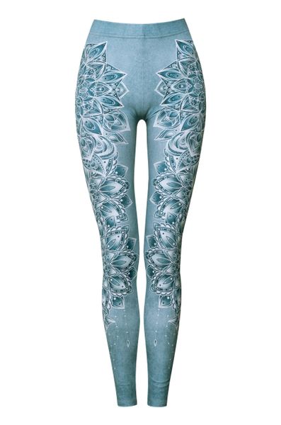 Legginsy sportowe damskie DEEP TRIP Aqua. Niebieskie legginsy DEEP TRIP, z aplikacjami, z elastanu. Za 179,00 zł.