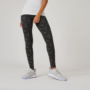 Legginsy fitness damskie Domyos. Legginsy DOMYOS, bez wzorów, z bawełny. W wyprzedaży za 39,99 zł.