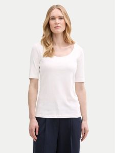 Tom Tailor T-Shirt 1045541 Biały Regular Fit. Białe t-shirty Tom Tailor, s, bez wzorów, z bawełny, bez kołnierzyka, bez ramiączek. Za 59,99 zł.