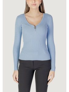 Morgan Sweter 232-MBANZA Błękitny Slim Fit. Niebieskie swetry klasyczne Morgan, xs, z wiskozy, bez kołnierzyka. Za 89,99 zł.