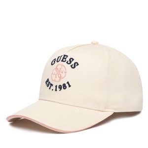 Czapka z daszkiem Guess. Brązowe czapki Guess, z aplikacjami. Za 133,99 zł.