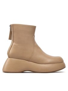 DeeZee Botki ZALY8813-8 Beżowy. Brązowe botki DeeZee, bez wzorów, ze skóry, bez obcasa, na koturnie, bez zapięcia. Za 219,99 zł.