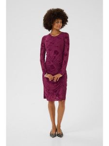 CULTURE Sukienka w kolorze jagodowym rozmiar: L. Czerwone sukienki Culture, l, bez wzorów, bez kołnierzyka, bez ramiączek, midi. Za 130,99 zł.