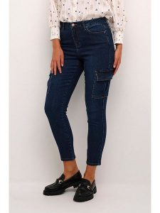 Kaffe Dżinsy - Slim fit - w kolorze granatowym rozmiar: 34. Niebieskie jeansy Kaffe, bez wzorów, z podwyższonym stanem. Za 131,74 zł.