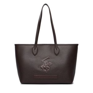 Torebka Beverly Hills Polo Club. Brązowe shopper bag Beverly Hills Polo Club, bez wzorów, bez dodatków. Za 229,99 zł.