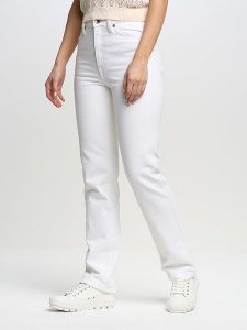 BIG STAR Dżinsy - Slim fit - w kolorze białym rozmiar: W29/L30. Białe jeansy Big Star, z aplikacjami, z bawełny, z podwyższonym stanem. Za 144,92 zł.