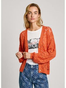 Pepe Jeans Kardigan w kolorze pomarańczowym rozmiar: XL. Pomarańczowe kardigany Pepe Jeans, z jeansu. Za 197,63 zł.