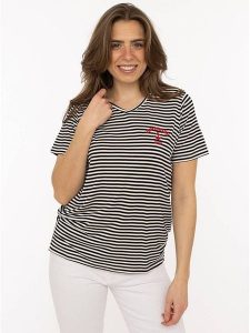 Zwillingsherz Koszulka w kolorze czarno-białym rozmiar: XXL. Białe bluzki Zwillingsherz, xxl, bez wzorów, z wiskozy, bez kołnierzyka, bez ramiączek. Za 82,99 zł.