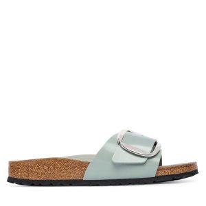 Klapki Birkenstock. Zielone klapki Birkenstock, bez wzorów, bez obcasa. Za 484,99 zł.