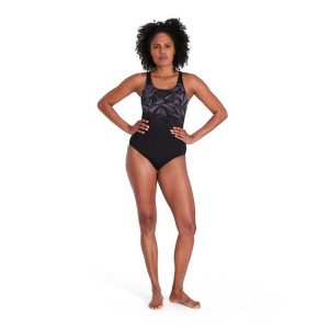 Strój kąpielowy damski Speedo Hyperboom Placement. Czarne stroje jednoczęściowe Speedo, bez wzorów. Za 189,99 zł.